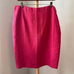 Luisa Spagnoli Lined Linen Pencil Skirt Hot Pink Luxury Capsule Size 48 US 16